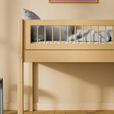 High Bed 120 cm with Ladder and Safety Rail, 90x200 cm, Sand MID_HIGH-BED 90X200 flexa-com.myshopify.com