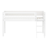 High Bed 120 cm with Ladder and Safety Rail, 90x200 cm, White FLEXA MID_HIGH-BED midslp-f-wht-mdf-200x90-sl-ladder-crossbars-f-wht   90X200 flexa-com.myshopify.com