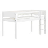High Bed 120 cm with Ladder and Safety Rail, 90x200 cm, White FLEXA MID_HIGH-BED midslp-f-wht-mdf-200x90-str-ladder-crossbars-f-wht   90X200 flexa-com.myshopify.com
