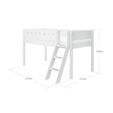 High Bed 120 cm with Ladder and Safety Rail, 90x200 cm, White MID_HIGH-BED 200 flexa-com.myshopify.com