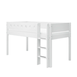 High Bed 120 cm with Ladder and Safety Rail, 90x200 cm, White MID_HIGH-BED 200 flexa-com.myshopify.com