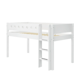 High Bed 120 cm with Ladder and Safety Rail, 90x200 cm, White MID_HIGH-BED 200 flexa-com.myshopify.com