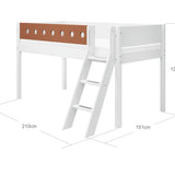 High Bed 120 cm with Ladder and Safety Rail, 90x200 cm, White MID_HIGH-BED 200 flexa-com.myshopify.com