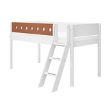 High Bed 120 cm with Ladder and Safety Rail, 90x200 cm, White MID_HIGH-BED 200 flexa-com.myshopify.com