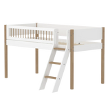 High Bed 120 cm with Ladder and Safety Rail, 90x200 cm, White/Oak flexa-com.myshopify.com  MID_HIGH-BED