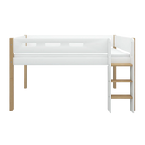 High Bed 120 cm with Ladder and Safety Rail, 90x200 cm, White/Oak MID_HIGH-BED 200 flexa-com.myshopify.com