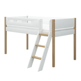 High Bed 120 cm with Ladder and Safety Rail, 90x200 cm, White/Oak MID_HIGH-BED 200 flexa-com.myshopify.com