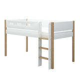 High Bed 120 cm with Ladder and Safety Rail, 90x200 cm, White/Oak MID_HIGH-BED 200 flexa-com.myshopify.com