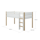 High Bed 120 cm with Ladder and Safety Rail, 90x200 cm, White/Oak MID_HIGH-BED 200 flexa-com.myshopify.com