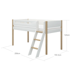 High Bed 120 cm with Ladder and Safety Rail, 90x200 cm, White/Oak MID_HIGH-BED 200 flexa-com.myshopify.com