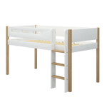 High Bed 120 cm with Ladder and Safety Rail, 90x200 cm, White/Oak MID_HIGH-BED 200 flexa-com.myshopify.com