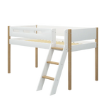 High Bed 120 cm with Ladder and Safety Rail, 90x200 cm, White/Oak MID_HIGH-BED 200 flexa-com.myshopify.com