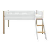 High Bed 120 cm with Ladder and Safety Rail, 90x200 cm, White/Oak MID_HIGH-BED 200 flexa-com.myshopify.com