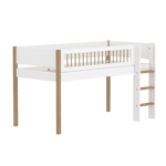 High Bed 120 cm with Ladder and Safety Rail, 90x200 cm, White/Oak MID_HIGH-BED 90X200 flexa-com.myshopify.com