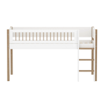 High Bed 120 cm with Ladder and Safety Rail, 90x200 cm, White/Oak MID_HIGH-BED 90X200 flexa-com.myshopify.com