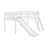 High Bed 120 cm with Slide, Ladder and Safety Rail, 90x200 cm, White FLEXA MID_HIGH-BED midslp-slide-200x90-sl-ladder-crossbars-f-wht   90X200 flexa-com.myshopify.com