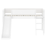 High Bed 120 cm with Slide, Ladder and Safety Rail, 90x200 cm, White FLEXA MID_HIGH-BED midslp-slide-200x90-sl-ladder-grooves-f-wht   90X200 flexa-com.myshopify.com