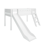 High Bed 120 cm with Slide, Ladder and Safety Rail, 90x200 cm, White MID_HIGH-BED 200 flexa-com.myshopify.com