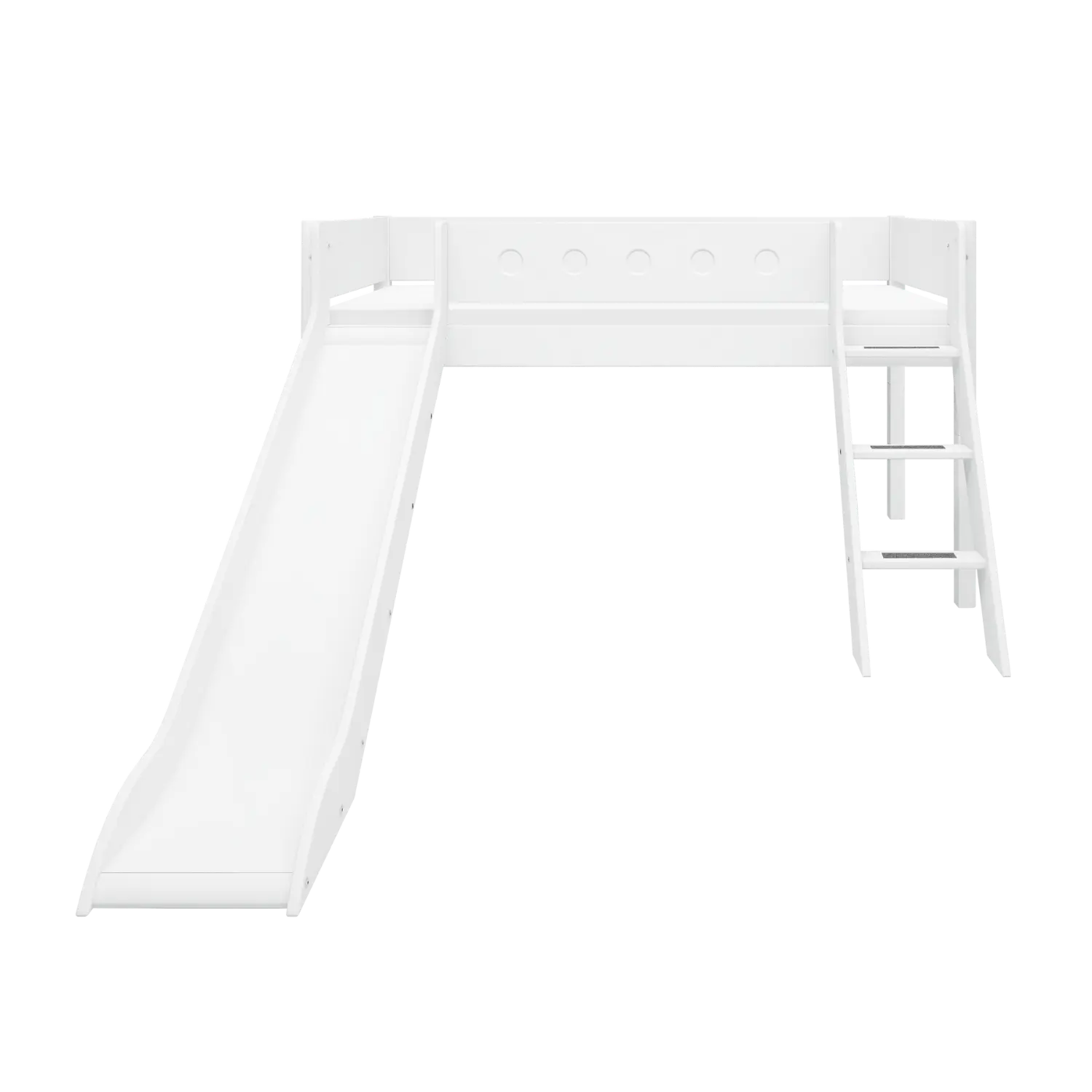 High Bed 120 cm with Slide, Ladder and Safety Rail, 90x200 cm, White MID_HIGH-BED 200 flexa-com.myshopify.com