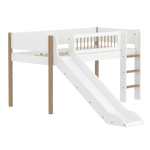 High Bed 120 cm with Slide, Ladder and Safety Rail, 90x200 cm, White/Oak flexa-com.myshopify.com  MID_HIGH-BED