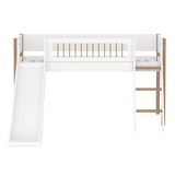 High Bed 120 cm with Slide, Ladder and Safety Rail, 90x200 cm, White/Oak flexa-com.myshopify.com  MID_HIGH-BED