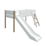 High Bed 120 cm with Slide, Ladder and Safety Rail, 90x200 cm, White/Oak MID_HIGH-BED 200 flexa-com.myshopify.com