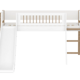 High Bed 120 cm with Slide, Ladder and Safety Rail, 90x200 cm, White/Oak MID_HIGH-BED 90X200 flexa-com.myshopify.com