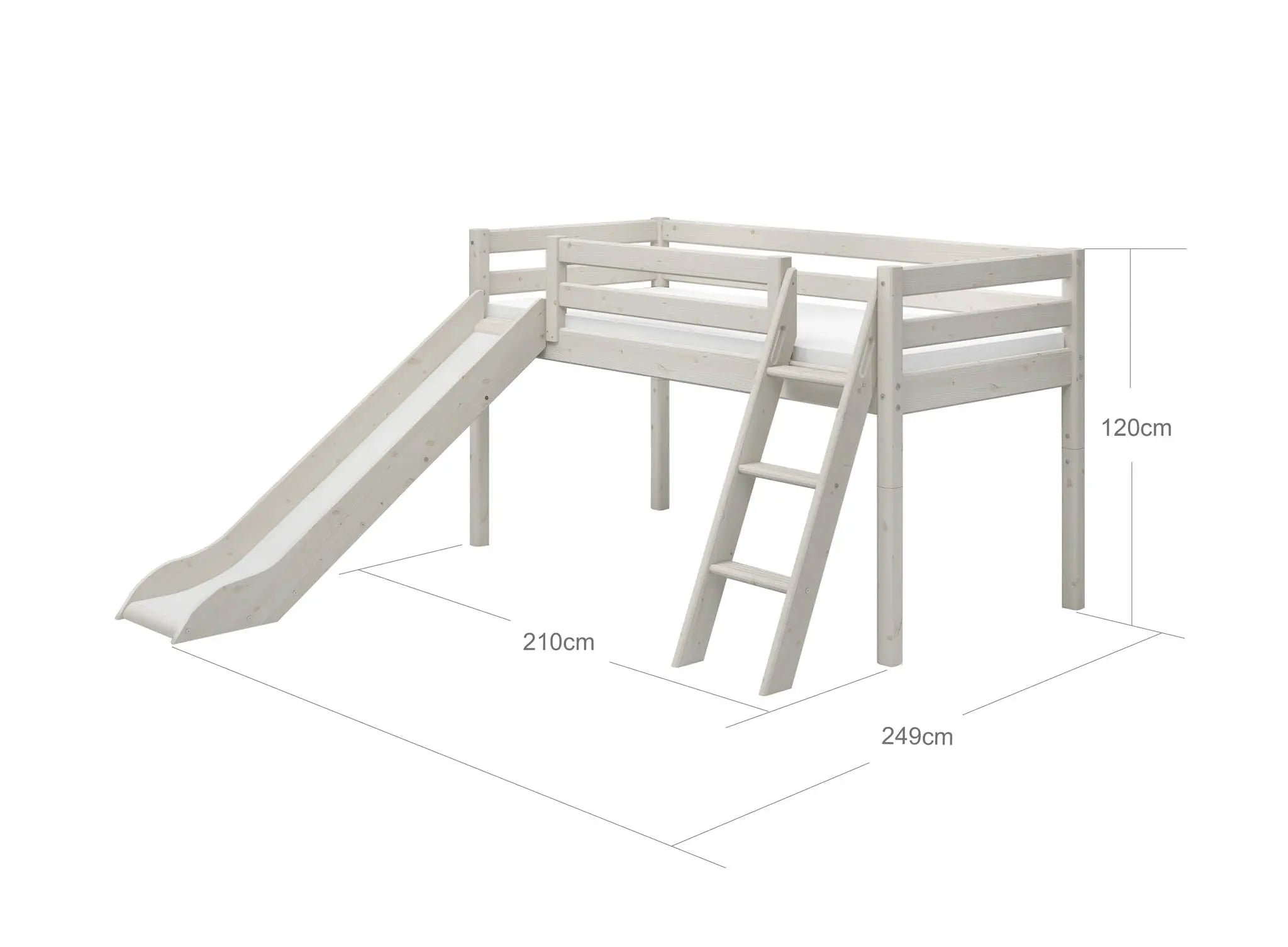 High Bed 120 cm with Slide and Ladder, 90x200 cm, White MID_HIGH-BED 200 flexa-com.myshopify.com