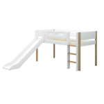 High Bed 120 cm with Slide and Safety Rail, 90x200 cm, White/Oak MID_HIGH-BED 200 flexa-com.myshopify.com