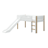 High Bed 120 cm with Slide and Safety Rail, 90x200 cm, White/Oak MID_HIGH-BED 200 flexa-com.myshopify.com