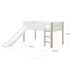 High Bed 120 cm with Slide and Safety Rail, 90x200 cm, White/Oak MID_HIGH-BED 200 flexa-com.myshopify.com