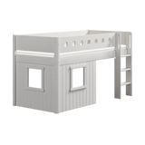 High Bed 120 cm with Treehouse, Ladder and Safety Rail, 90x200 cm, White MID_HIGH-BED 200 flexa-com.myshopify.com