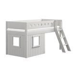 High Bed 120 cm with Treehouse, Ladder and Safety Rail, 90x200 cm, White MID_HIGH-BED 200 flexa-com.myshopify.com