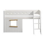 High Bed 120 cm with Treehouse, Ladder and Safety Rail, 90x200 cm, White MID_HIGH-BED 200 flexa-com.myshopify.com