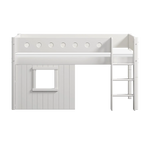 High Bed 120 cm with Treehouse, Ladder and Safety Rail, 90x200 cm, White MID_HIGH-BED 200 flexa-com.myshopify.com