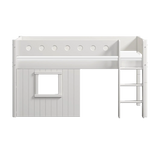 High Bed 120 cm with Treehouse, Ladder and Safety Rail, 90x200 cm, White MID_HIGH-BED 200 flexa-com.myshopify.com