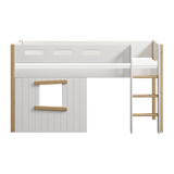 High Bed 120 cm with Treehouse, Ladder and Safety Rail, 90x200 cm, White/Oak MID_HIGH-BED 200 flexa-com.myshopify.com