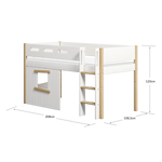 High Bed 120 cm with Treehouse, Ladder and Safety Rail, 90x200 cm, White/Oak MID_HIGH-BED 200 flexa-com.myshopify.com