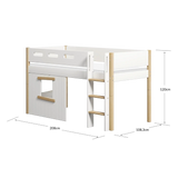 High Bed 120 cm with Treehouse, Ladder and Safety Rail, 90x200 cm, White/Oak MID_HIGH-BED 200 flexa-com.myshopify.com