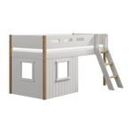 High Bed 120 cm with Treehouse, Ladder and Safety Rail, 90x200 cm, White/Oak MID_HIGH-BED 200 flexa-com.myshopify.com