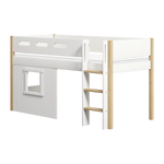 High Bed 120 cm with Treehouse, Ladder and Safety Rail, 90x200 cm, White/Oak MID_HIGH-BED 200 flexa-com.myshopify.com