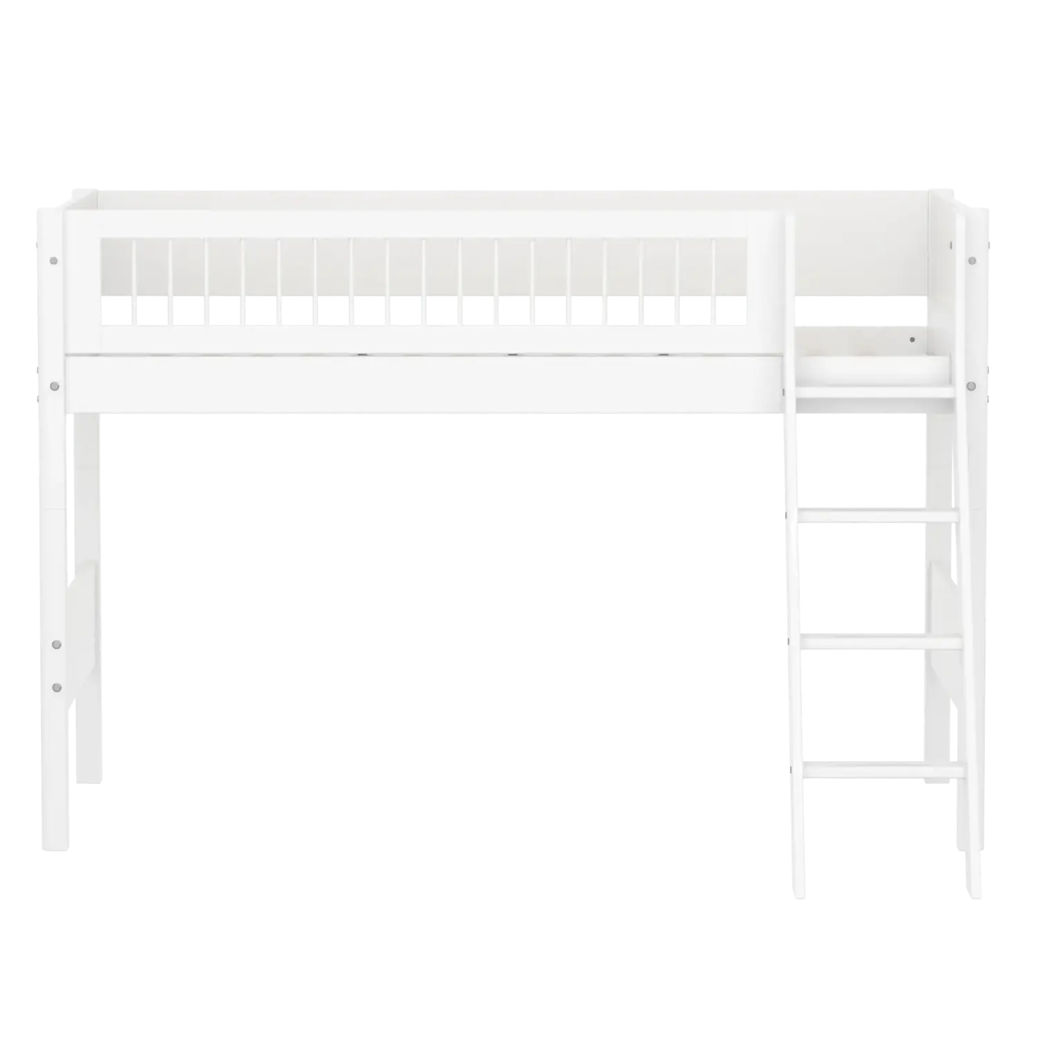 High Bed 143 cm with Ladder and Safety Rail, 90x200 cm, White FLEXA SEMI_HIGH-BED semi-highsleeper-200x90-f-wht-sl-ladder-crossbars   90X200 flexa-com.myshopify.com