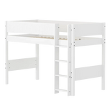 High Bed 143 cm with Ladder and Safety Rail, 90x200 cm, White FLEXA SEMI_HIGH-BED semi-highsleeper-200x90-f-wht-str-ladder-grooves   90X200 flexa-com.myshopify.com