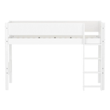 High Bed 143 cm with Ladder and Safety Rail, 90x200 cm, White FLEXA SEMI_HIGH-BED semi-highsleeper-200x90-f-wht-str-ladder-grooves   90X200 flexa-com.myshopify.com