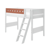 High Bed 143 cm with Ladder and Safety Rail, 90x200 cm, White SEMI_HIGH-BED 200 flexa-com.myshopify.com