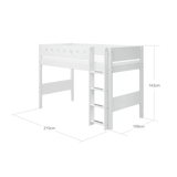High Bed 143 cm with Ladder and Safety Rail, 90x200 cm, White SEMI_HIGH-BED 200 flexa-com.myshopify.com