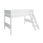 High Bed 143 cm with Ladder and Safety Rail, 90x200 cm, White SEMI_HIGH-BED 200 flexa-com.myshopify.com