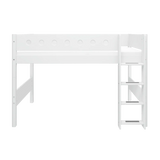 High Bed 143 cm with Ladder and Safety Rail, 90x200 cm, White SEMI_HIGH-BED 200 flexa-com.myshopify.com