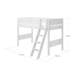 High Bed 143 cm with Ladder and Safety Rail, 90x200 cm, White SEMI_HIGH-BED 200 flexa-com.myshopify.com