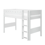 High Bed 143 cm with Ladder and Safety Rail, 90x200 cm, White SEMI_HIGH-BED 200 flexa-com.myshopify.com